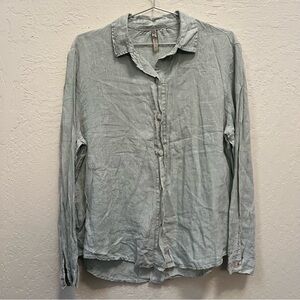 Xcvi linen Light Green Button-Up Shirt size L